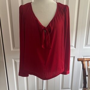 CAbi Red Blouse with Bow Accent